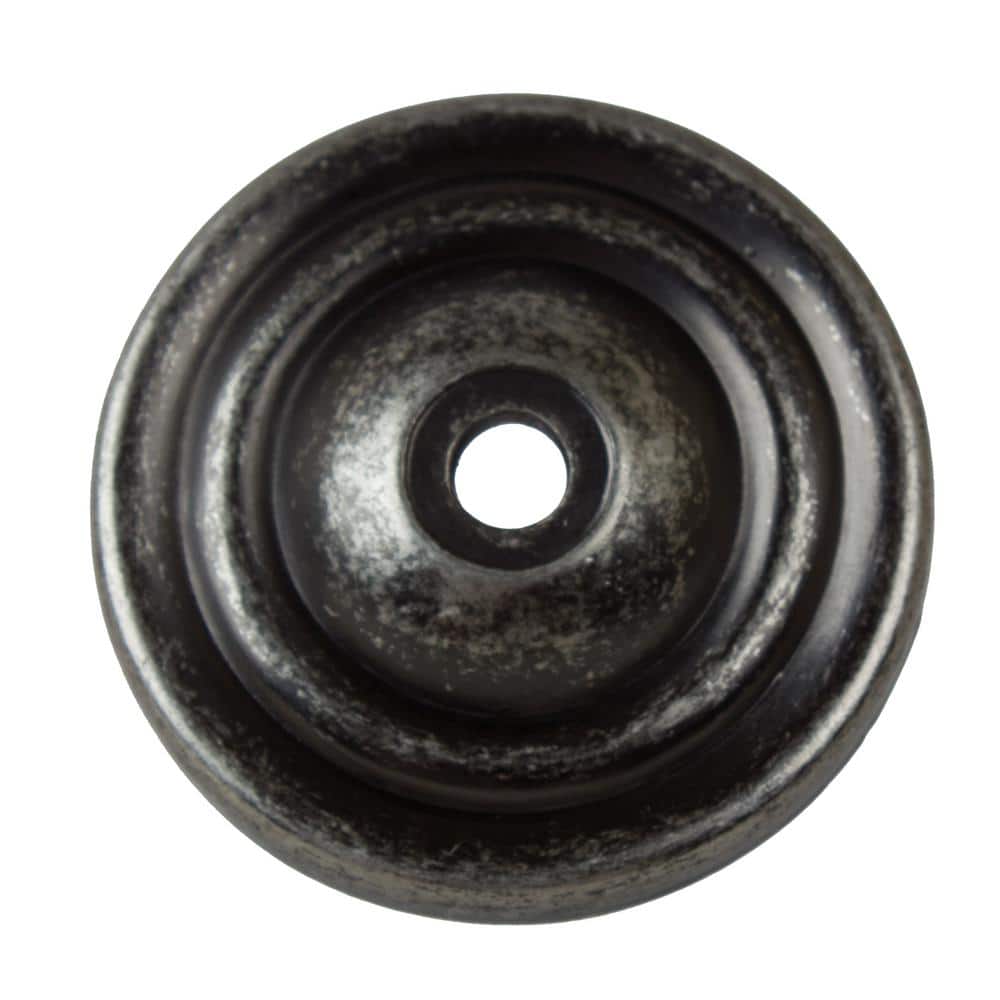 GlideRite 1-1/2 in. Weathered Nickel Round Thin Classic Cabinet Knob Backplate (10-Pack)