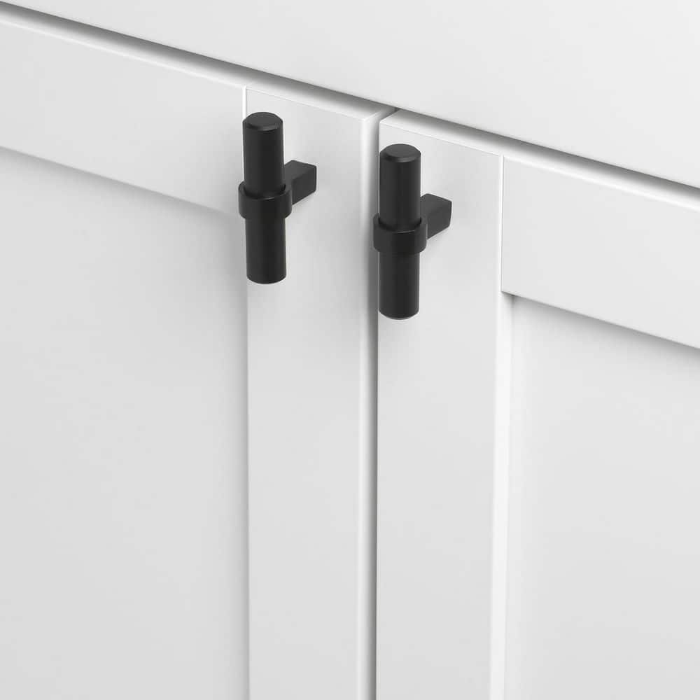 2-1/4 in. Matte Black Euro Style Solid T-Bar Cabinet Drawer Knobs (10-Pack) by GlideRite