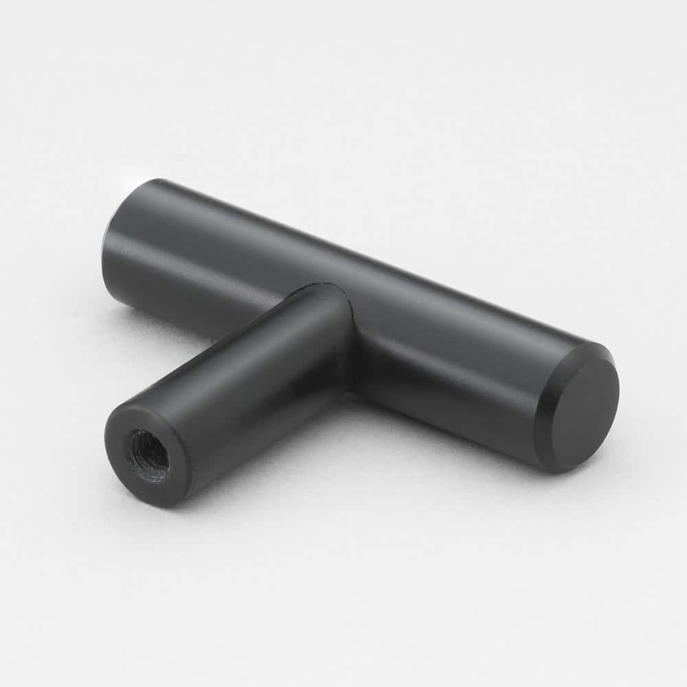 GlideRite 2 in. Matte Black Solid T-Bar Cabinet Handle Drawer Knobs (10-Pack)
