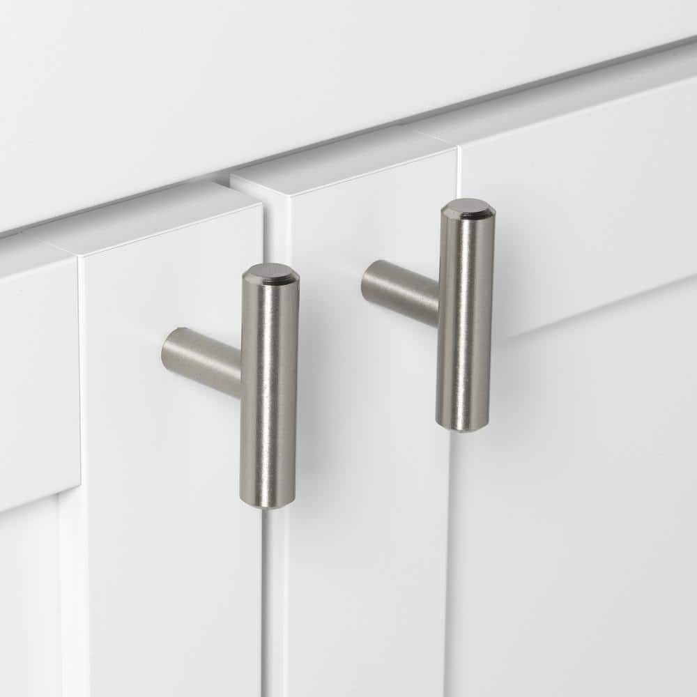 GlideRite 2 in. Solid Steel T-Bar Handle Knobs, Stainless Steel Finish (10-Pack)