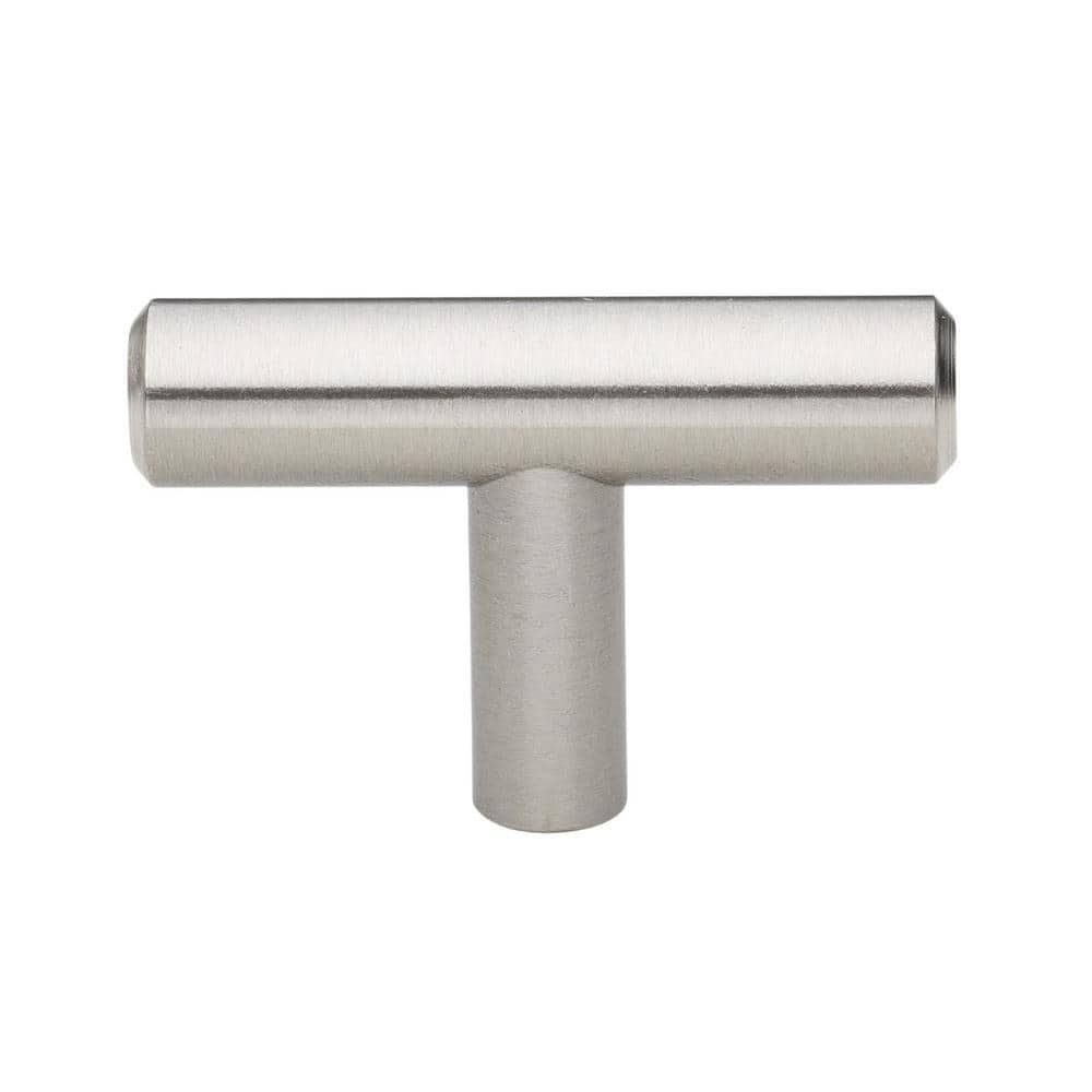 GlideRite 2 in. Solid Steel T-Bar Handle Knobs, Stainless Steel Finish (10-Pack)