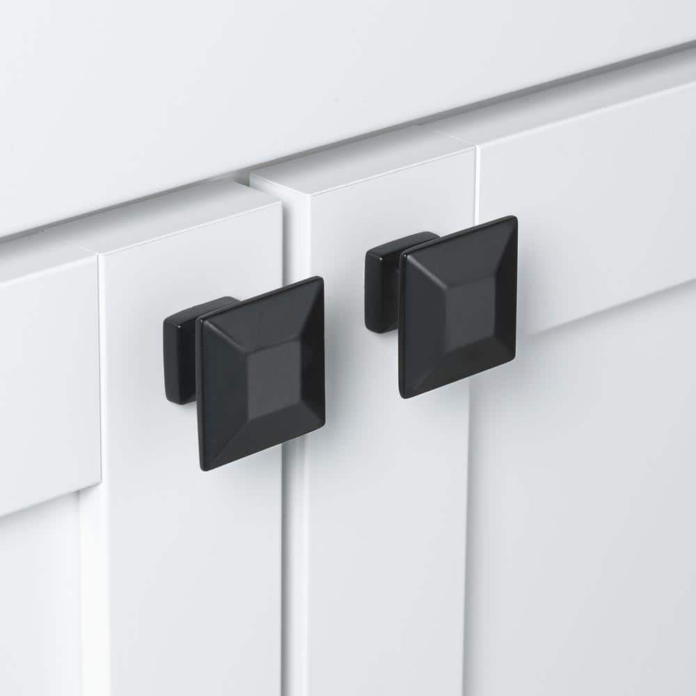 GlideRite 1-3/8 in. Matte Black Square Cabinet Knob (10-Pack)