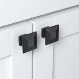 GlideRite 1-3/8 in. Matte Black Square Cabinet Knob (10-Pack)