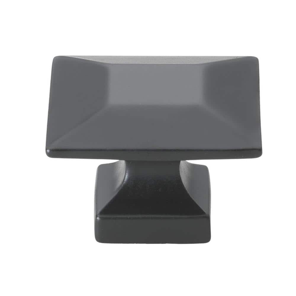 GlideRite 1-3/8 in. Matte Black Square Cabinet Knob (10-Pack)
