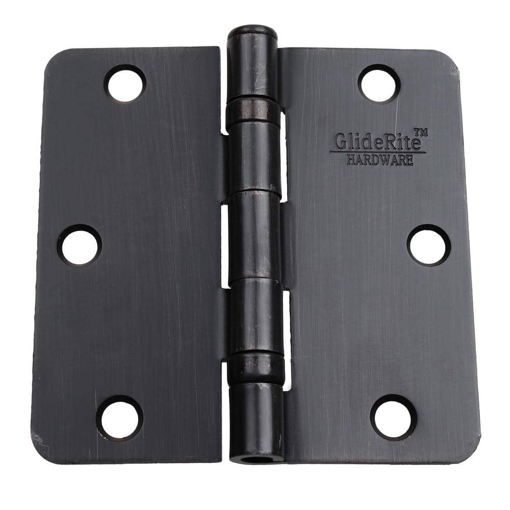 GlideRite 3-1/2 in. Oil Rubbed Bronze Steel Ball-Bearing Door Hinges, 1/4 in. Corner Radius with Screws (24-Pack)