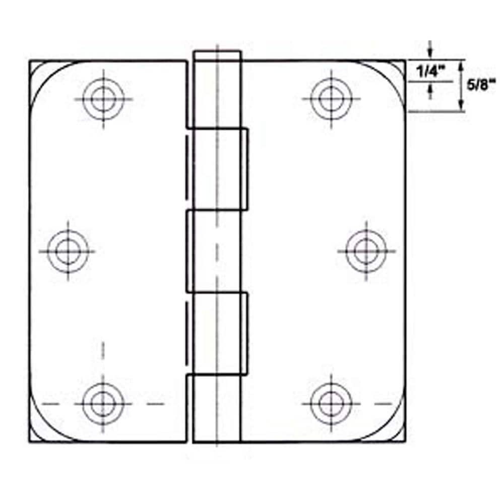 3-1/2 in. Polished Chrome Steel Door Hinges 5/8 in. Corner Radius with Screws (24-Pack)