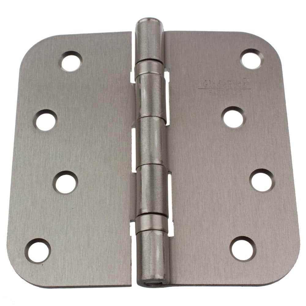GlideRite 4 in. Satin Nickel Steel Ball-Bearing Door Hinge, 5/8 in. Corner Radius with Screws (12-Pack)