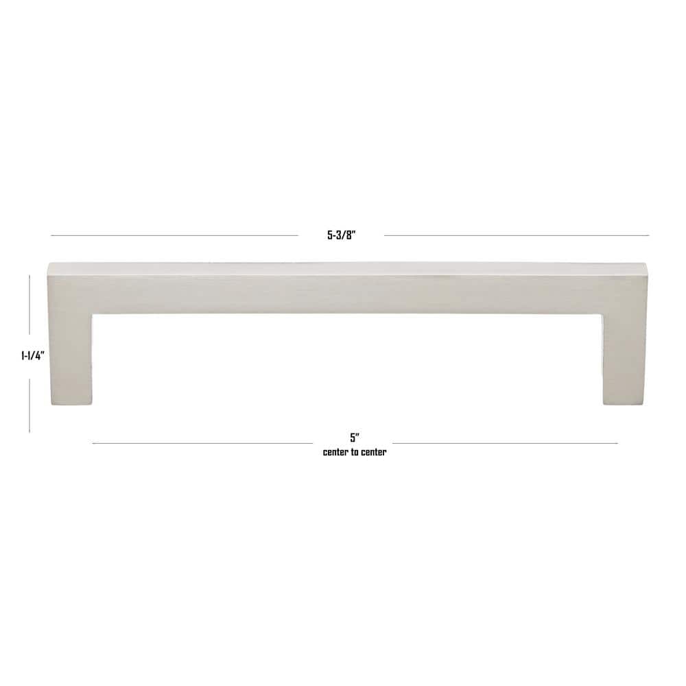 5 in. Center-to-Center Solid Square Slim Satin Nickel Cabinet Bar Pull (10-Pack) by GlideRite