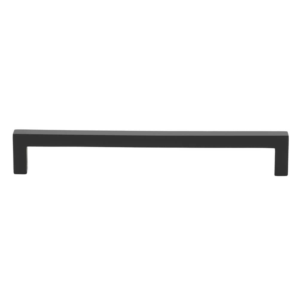 GlideRite 7-9/16 in. Matte Black Solid Square Slim Cabinet Drawer Bar Pulls (10-Pack)