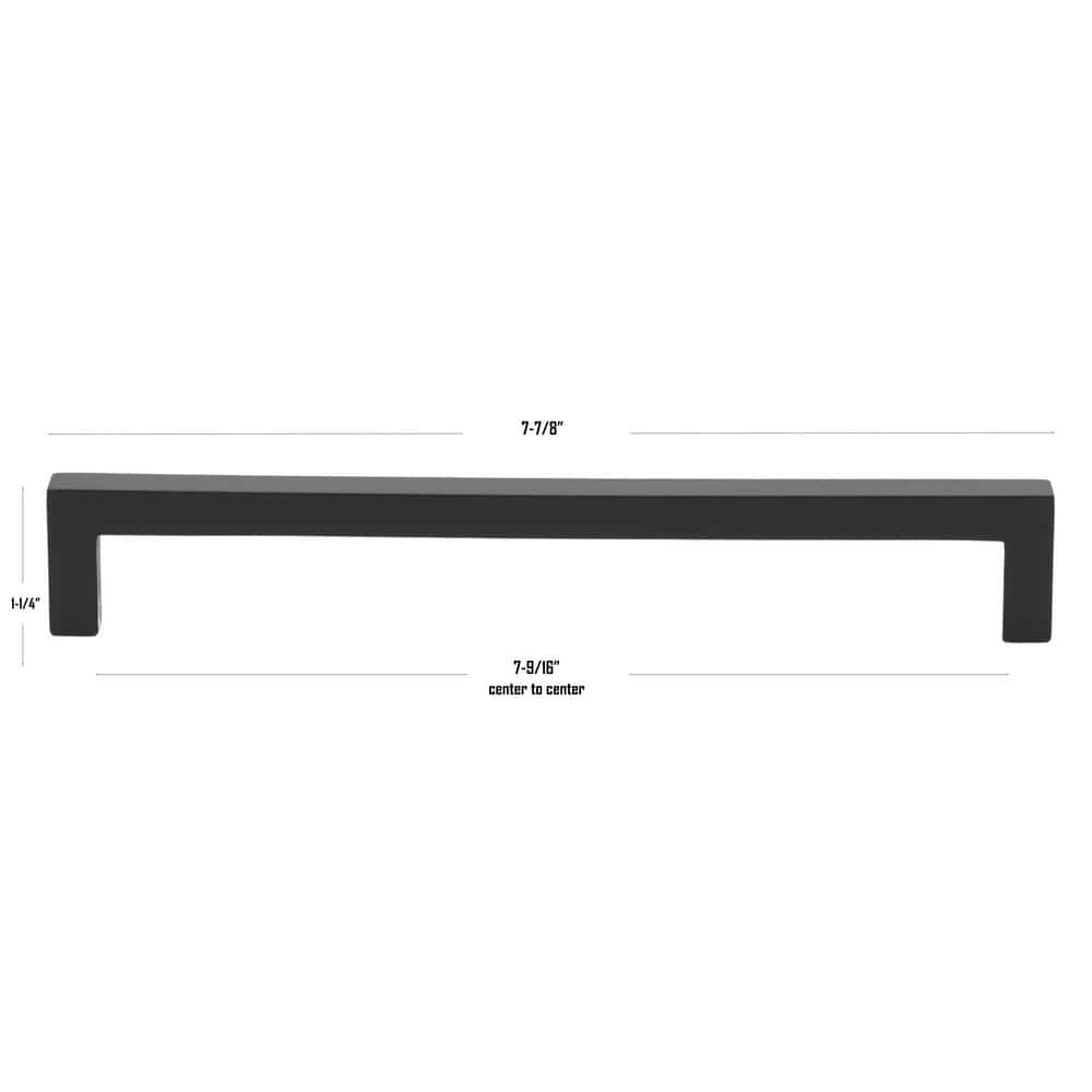GlideRite 7-9/16 in. Matte Black Solid Square Slim Cabinet Drawer Bar Pulls (10-Pack)