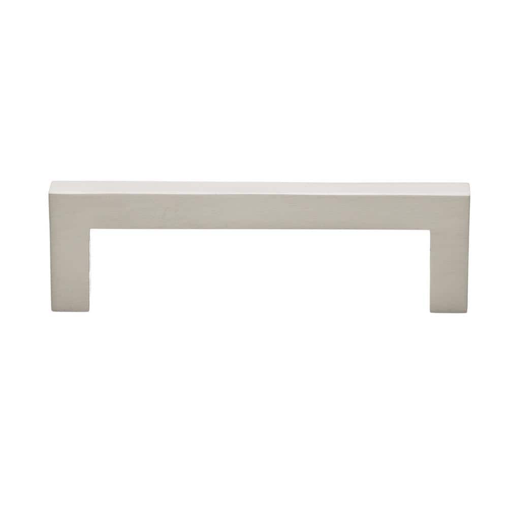 3-3/4 in. Center-to-Center Solid Square Slim Satin Nickel Cabinet Bar Pull (10-Pack) by GlideRite