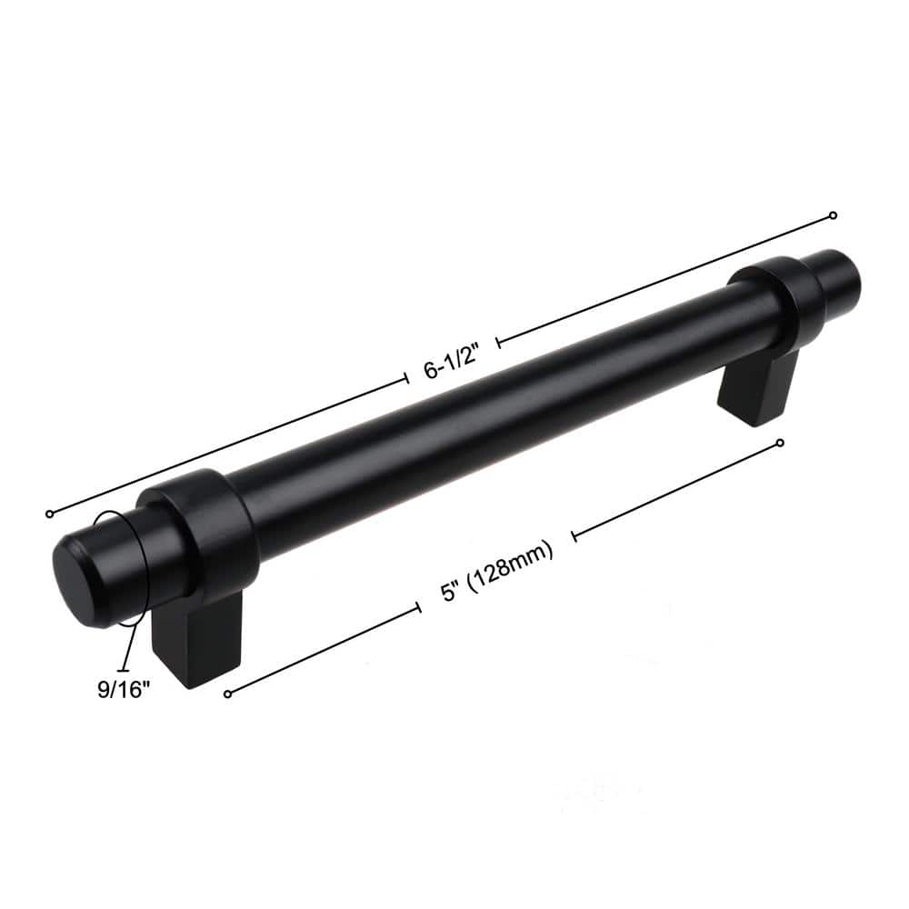 GlideRite 5 in. Matte Black Euro Style Solid Cabinet Drawer Bar Pulls (10-Pack)