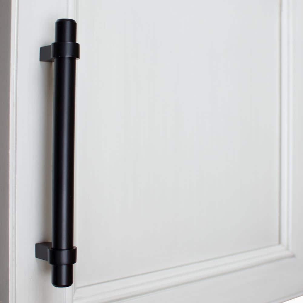 GlideRite 5 in. Matte Black Euro Style Solid Cabinet Drawer Bar Pulls (10-Pack)