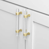 GlideRite 3-3/4 in. Center-to-Center Clear Acrylic Cabinet Drawer Pull with Satin Gold Bases (10-Pack)