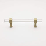 GlideRite 3-3/4 in. Center-to-Center Clear Acrylic Cabinet Drawer Pull with Satin Gold Bases (10-Pack)