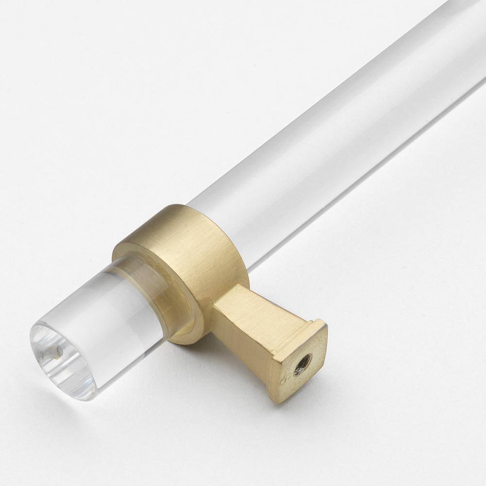GlideRite 3-3/4 in. Center-to-Center Clear Acrylic Cabinet Drawer Pull with Satin Gold Bases (10-Pack)
