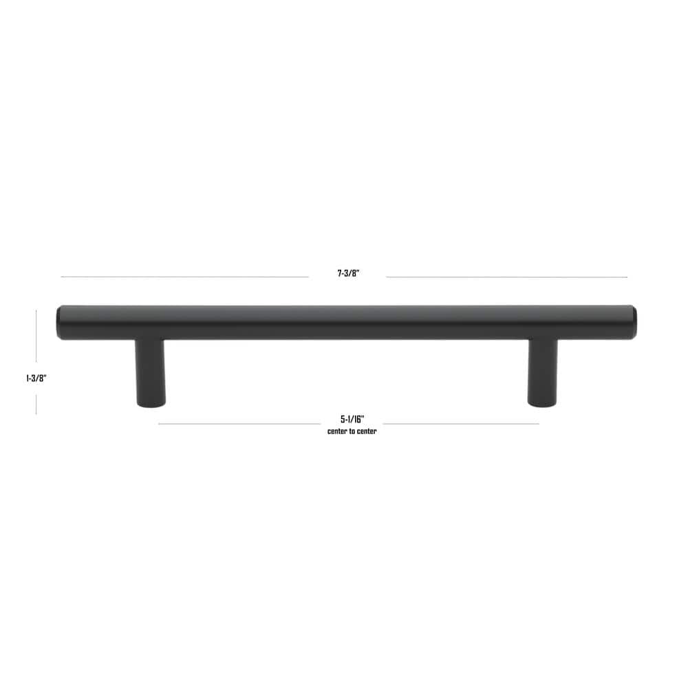 GlideRite 5 in. Matte Black Solid Cabinet Handle Drawer Bar Pulls (10-Pack)