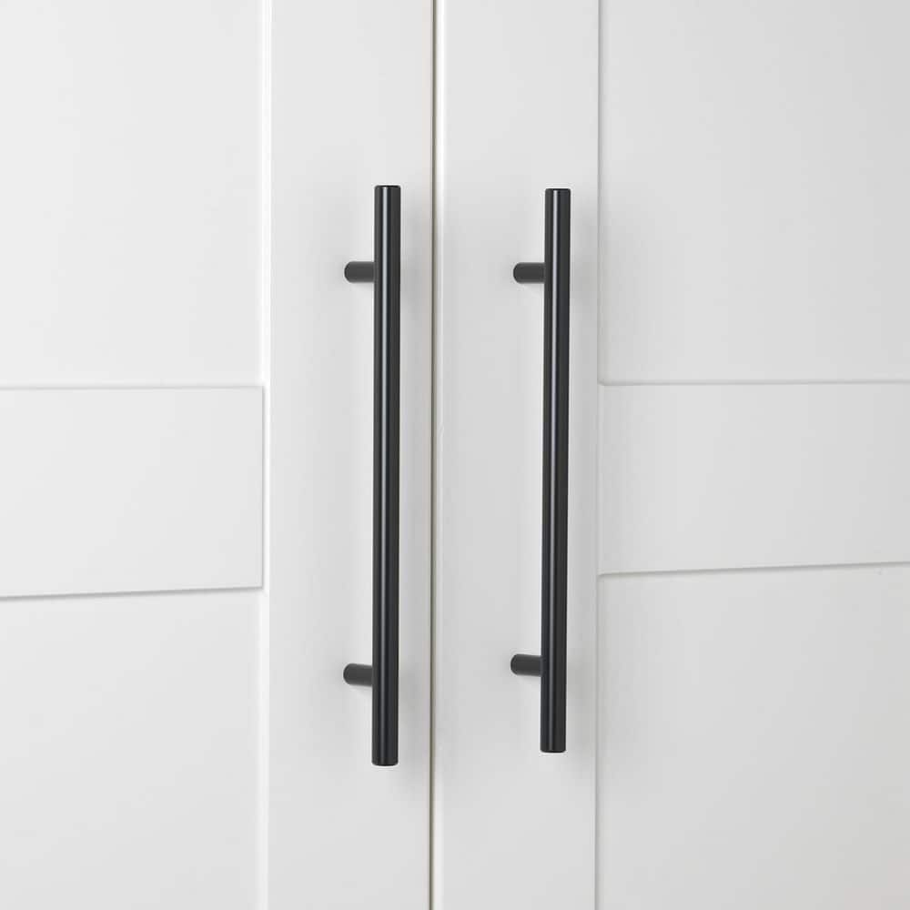 GlideRite 7 in. Matte Black Solid Cabinet Handle Drawer Bar Pulls (10-Pack)