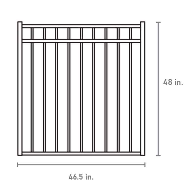 FORTRESS Athens Flat Top and Bottom Design 4 ft. W x 4 ft. H Gloss Black Aluminum Fence Gate
