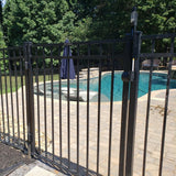 FORTRESS Athens Flat Top and Bottom Design 4 ft. W x 4 ft. H Gloss Black Aluminum Fence Gate