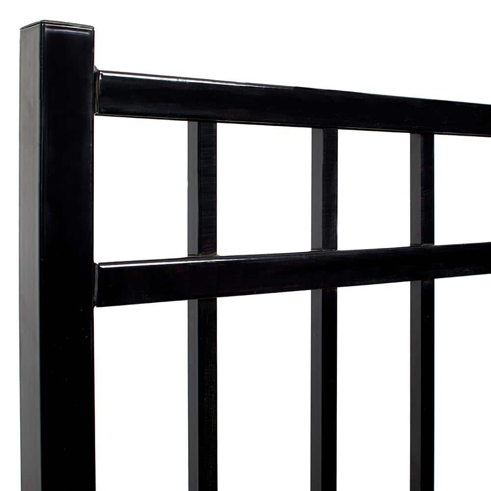 FORTRESS Athens Flat Top and Bottom Design 4 ft. W x 4 ft. H Gloss Black Aluminum Fence Gate