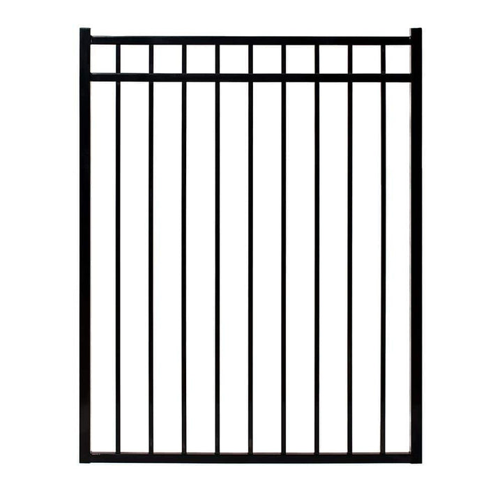 FORTRESS Athens Flat Top and Bottom Design 4 ft. W x 4 ft. H Gloss Black Aluminum Fence Gate