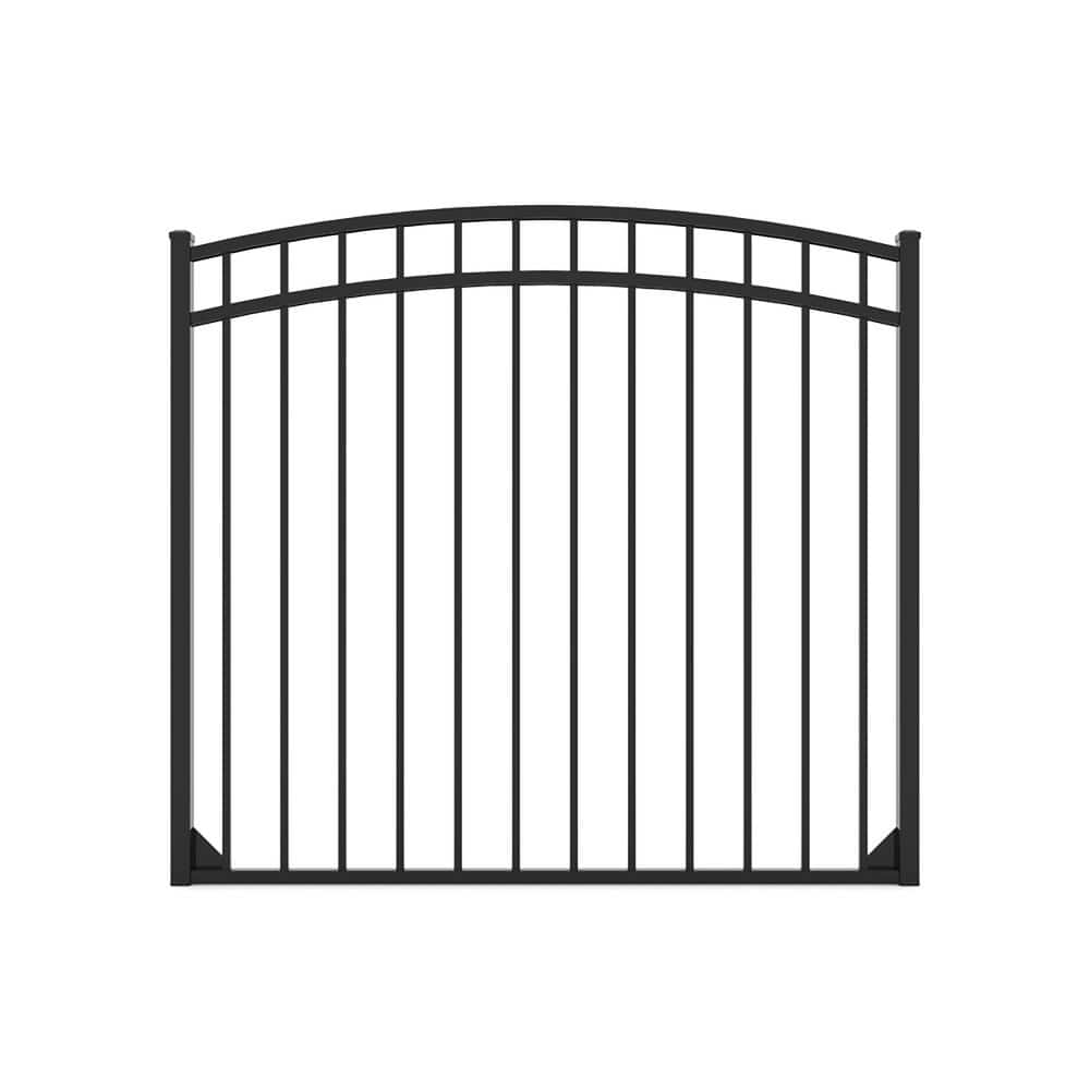 FORTRESS Athens 4 ft. H x 5 ft. W Gloss Black Aluminum Fence Arched Walk Gate