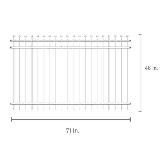 FORTRESS 4 ft. H x 6 ft. W Athens Pressed Spear Design Gloss Black Aluminum Fence Panel