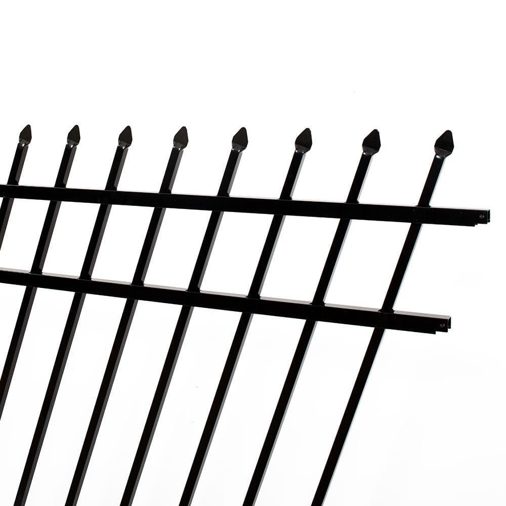 FORTRESS 4 ft. H x 6 ft. W Athens Pressed Spear Design Gloss Black Aluminum Fence Panel