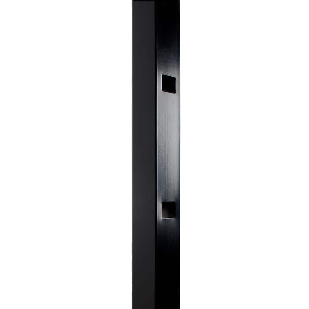 FORTRESS Athens 2 in. x 2 in. x 6 ft. Gloss Black Aluminum Pressed Spear Fence Gate Post