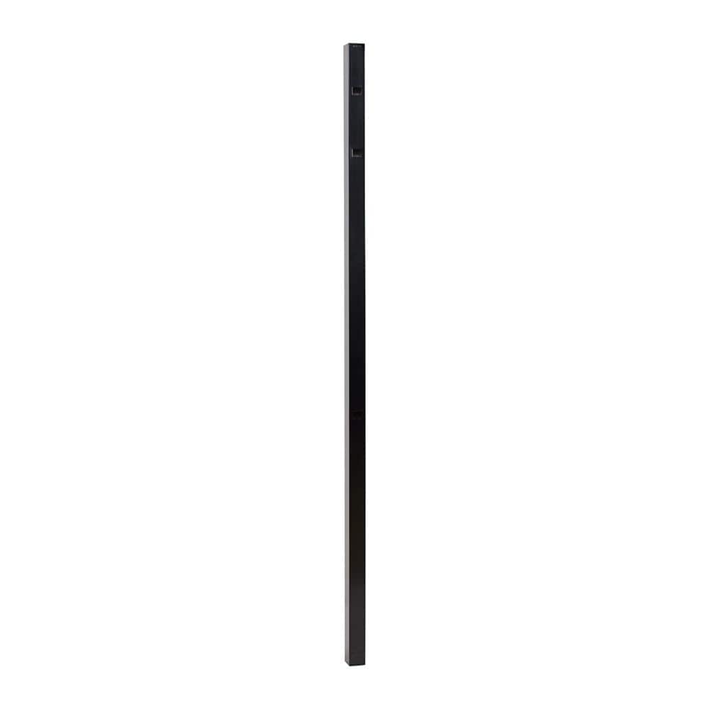 FORTRESS Athens 2 in. x 2 in. x 6 ft. Gloss Black Aluminum Pressed Spear Fence Gate Post