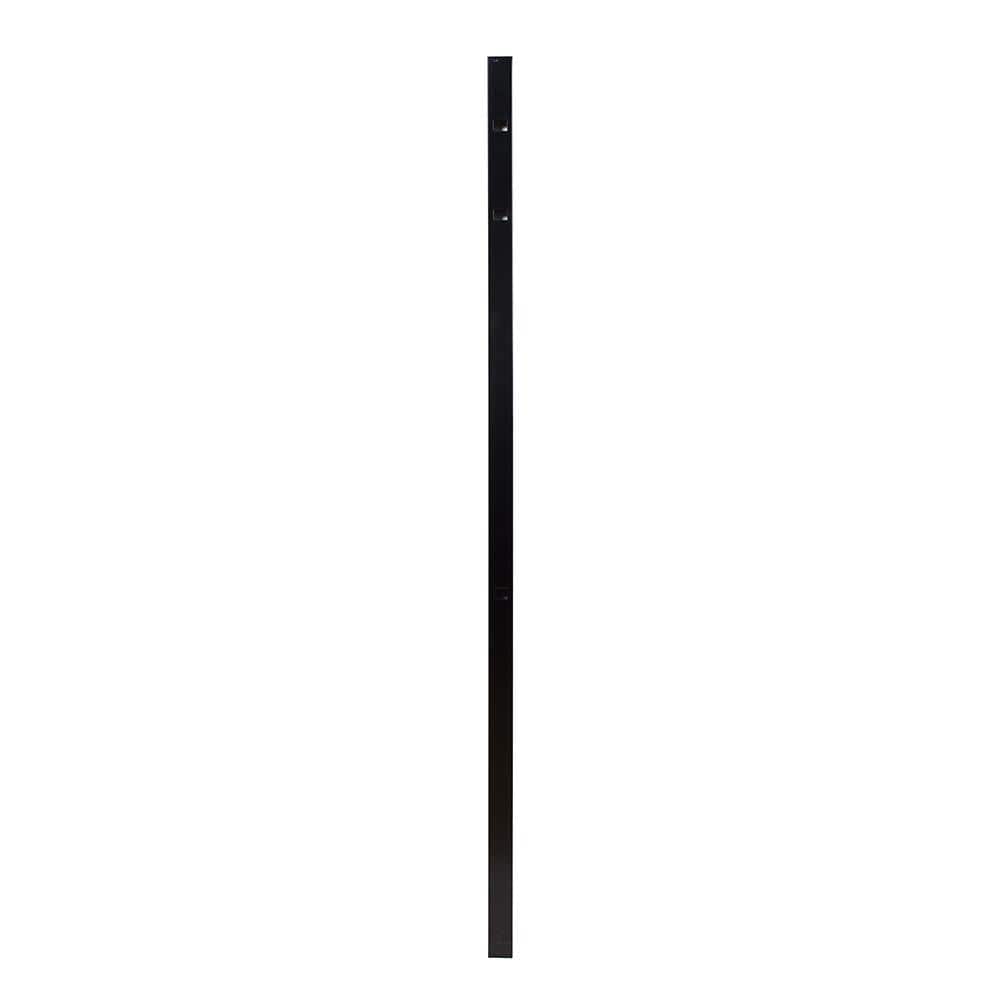 FORTRESS Athens 2 in. x 2 in. x 6 ft. Gloss Black Aluminum Flat Top and Bottom Design Fence Gate Post