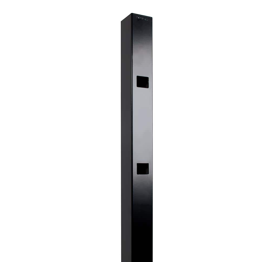 FORTRESS Athens 2 in. x 2 in. x 6 ft. Gloss Black Aluminum Pressed Spear Fence End Post