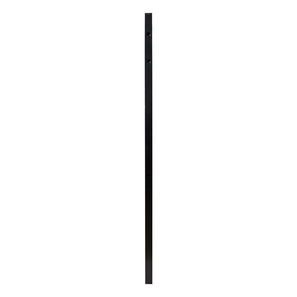FORTRESS Athens 2 in. x 2 in. x 6 ft. Gloss Black Aluminum Pressed Spear Fence End Post
