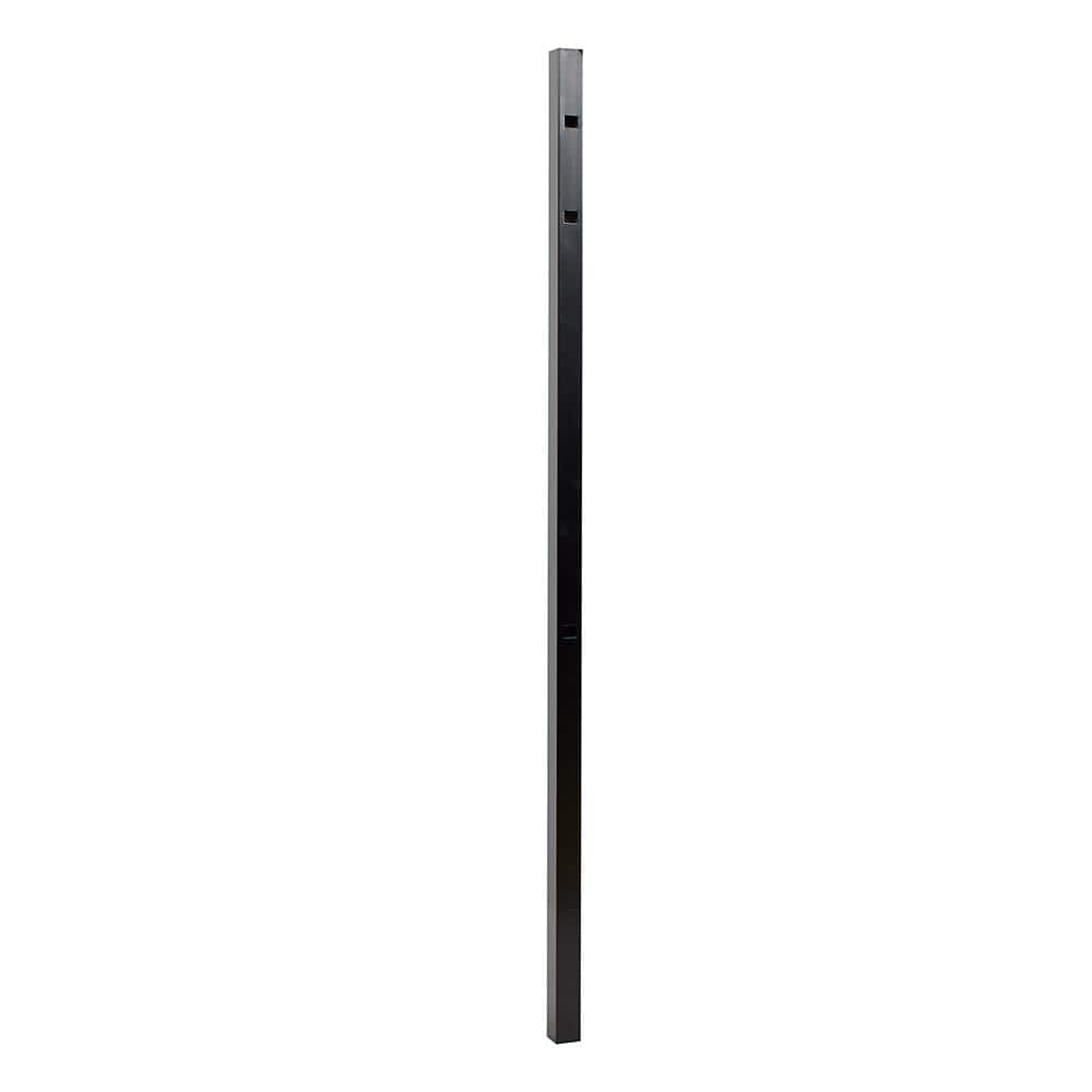 FORTRESS Athens 2 in. x 2 in. x 6 ft. Gloss Black Aluminum Pressed Spear Fence End Post