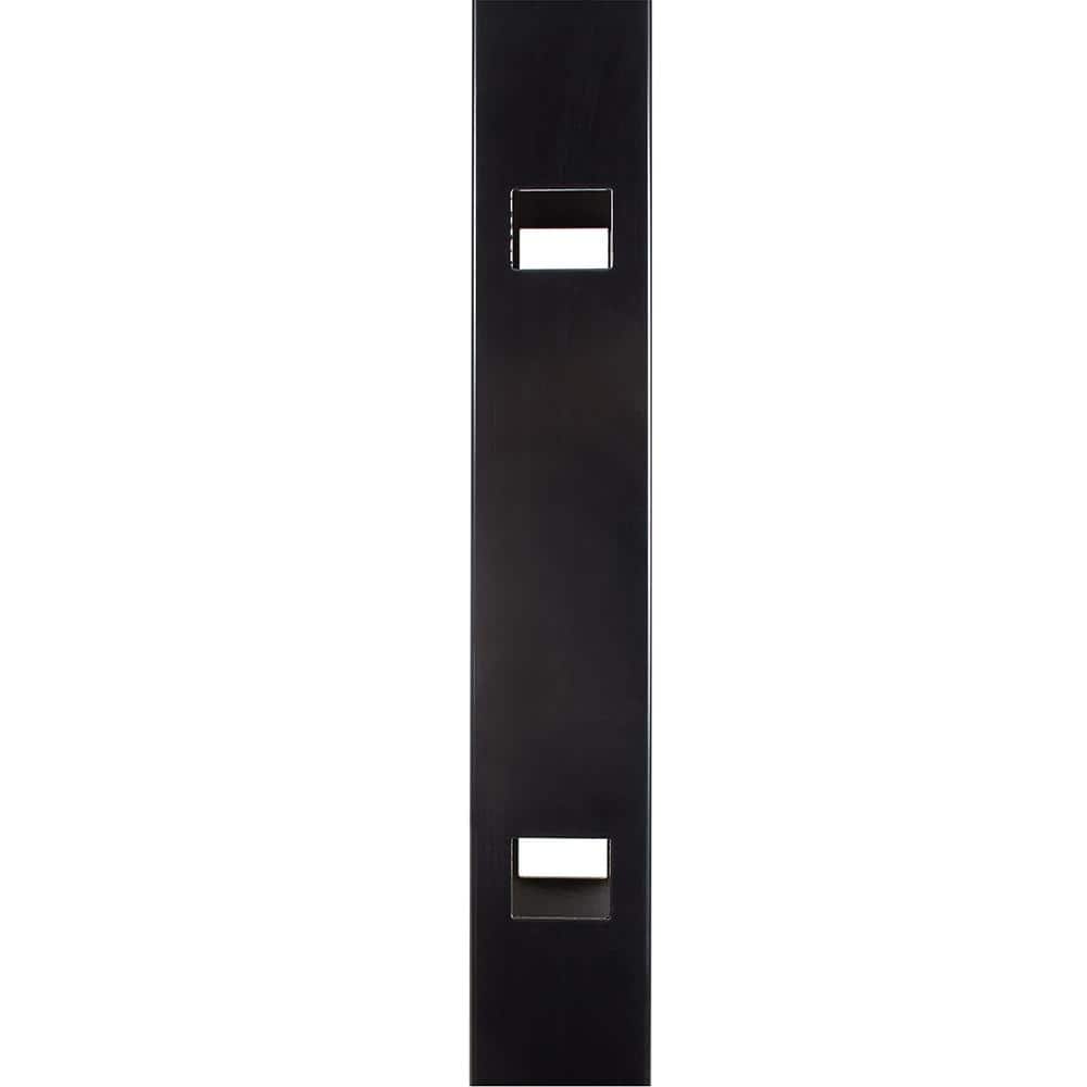 FORTRESS Athens 2 in. x 2 in. x 6 ft. Gloss Black Aluminum Flat Top and Bottom Design Fence Line Post