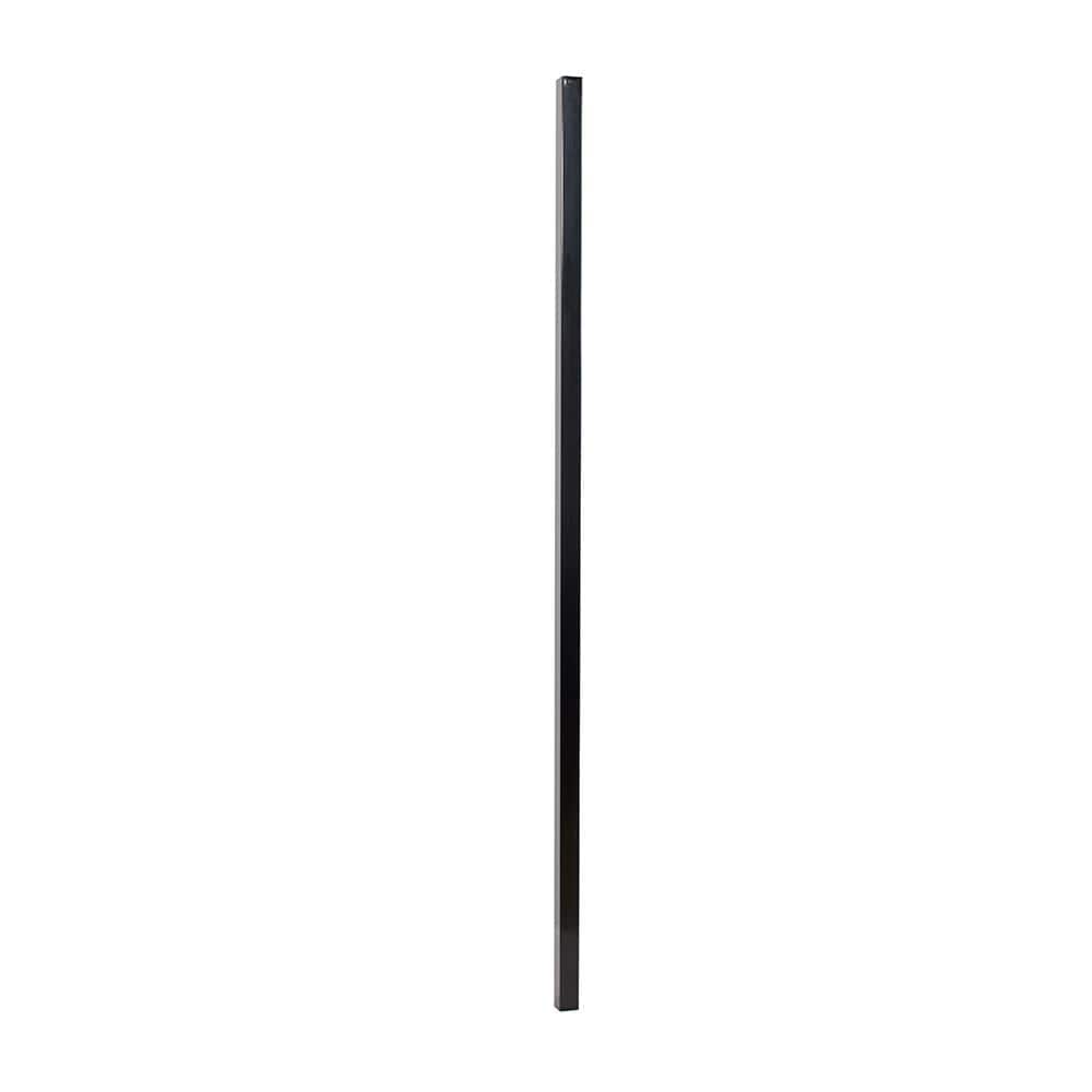 FORTRESS Versai 2 in. x 2 in. x 7 ft. Gloss Black Steel Fence Blank Post