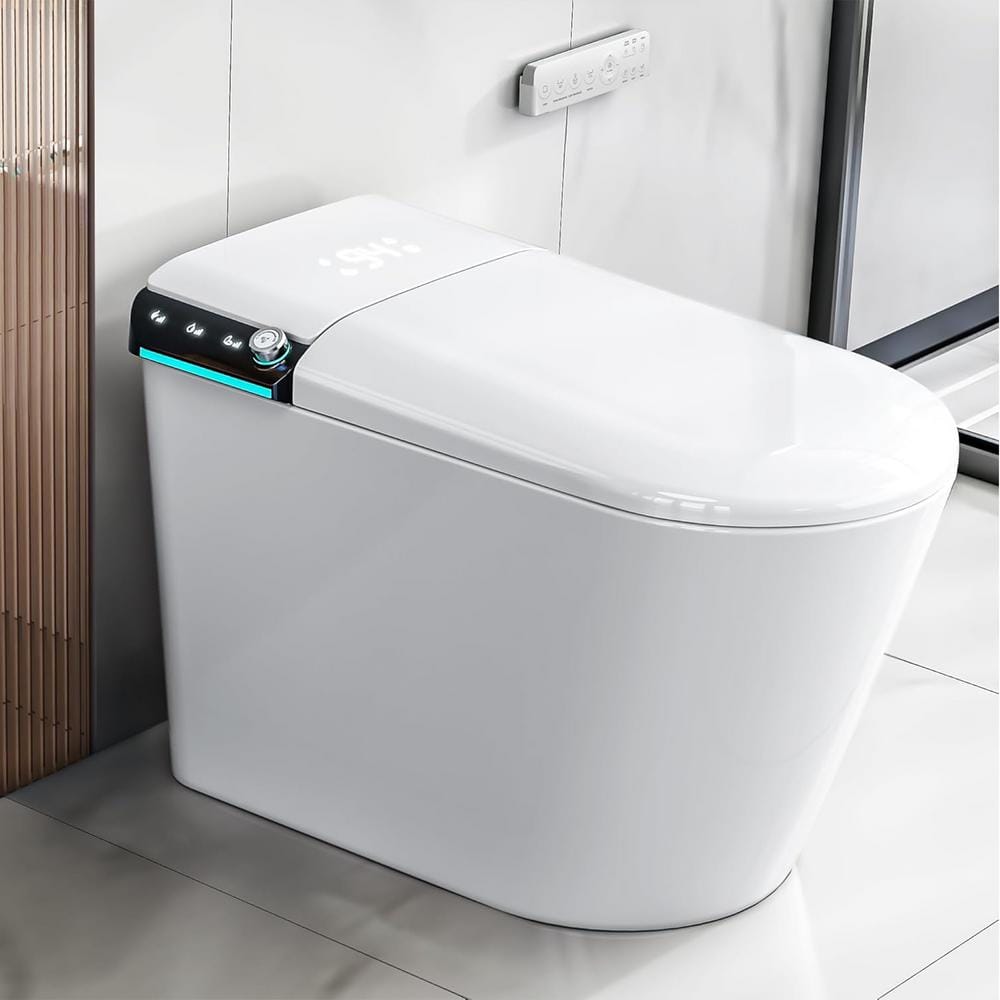 CATALINA 1.28 GPF Smart Bidet Toilet in Gloss White with Heated Seat & Air Dryer