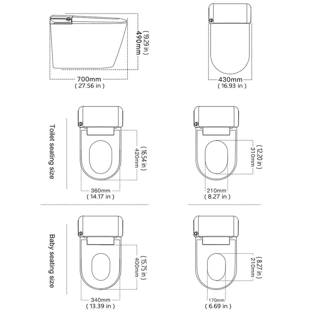 CATALINA 1.28 GPF Smart Bidet Toilet with Auto Open/Close Lid, Gloss White