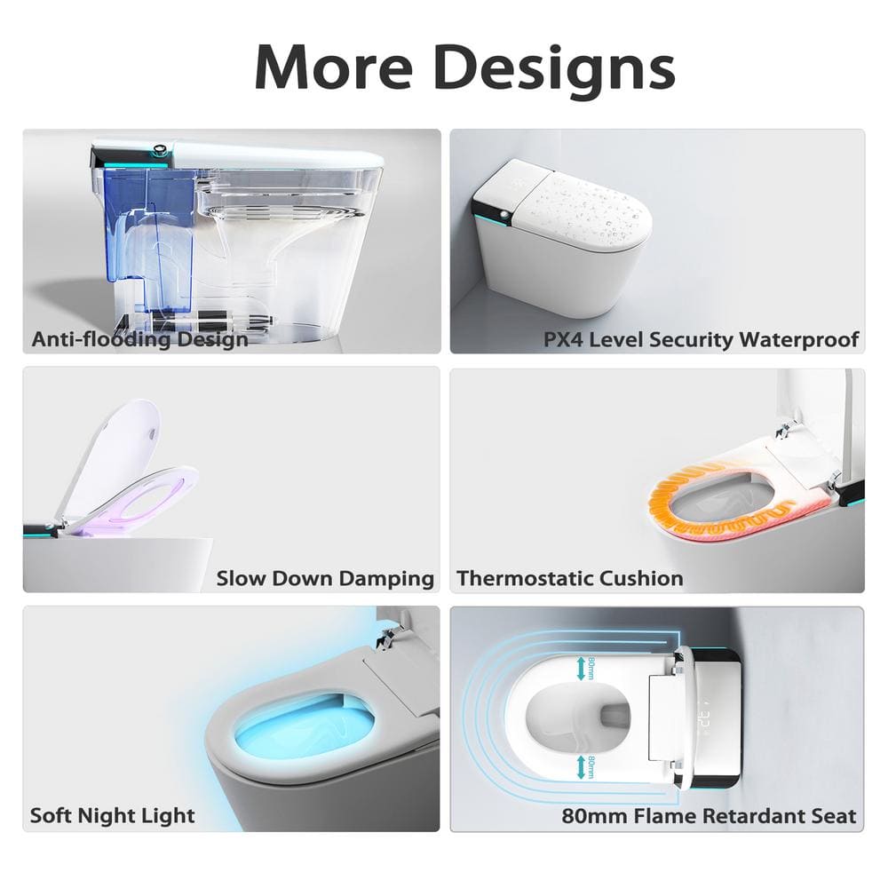 CATALINA 1.28 GPF Smart Bidet Toilet with Auto Open/Close Lid, Gloss White