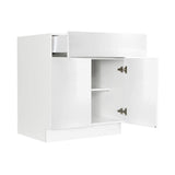 LIFEART CABINETRY Valencia Assembled 36 in. W x 24 in. D x 34.5 in. H in Gloss White Plywood Assembled Base Kitchen Cabinet