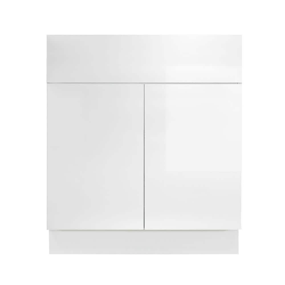LIFEART CABINETRY Valencia Assembled 36 in. W x 24 in. D x 34.5 in. H in Gloss White Plywood Assembled Base Kitchen Cabinet