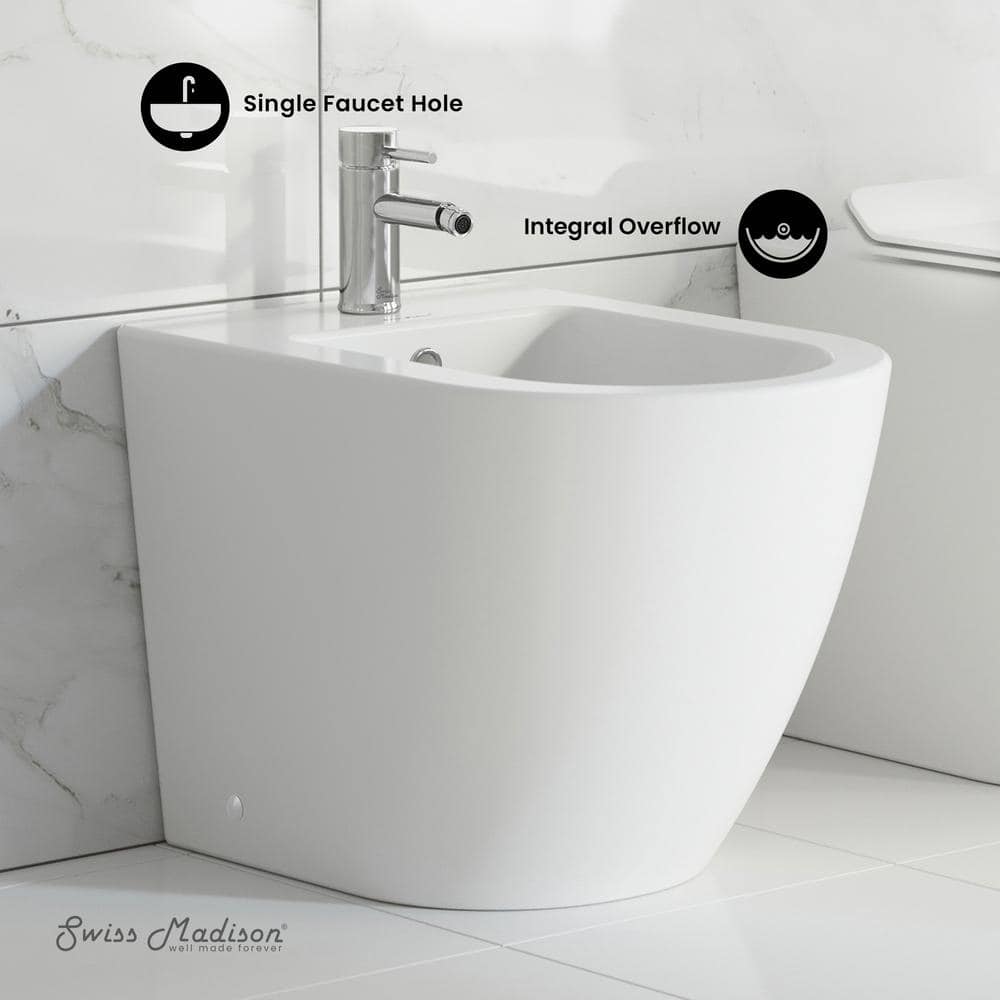 Swiss Madison St. Tropez Elongated Bidet in White - Sleek and Modern Ceramic Bathroom Fixture