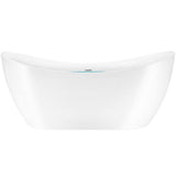 AKDY Freestanding 54 in. Fiberglass Double Slipper Flatbottom Modern Stand Alone Non-Whirlpool Bathtub in Matte Black