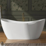 AKDY Freestanding 54 in. Fiberglass Double Slipper Flatbottom Modern Stand Alone Non-Whirlpool Bathtub in Matte Black