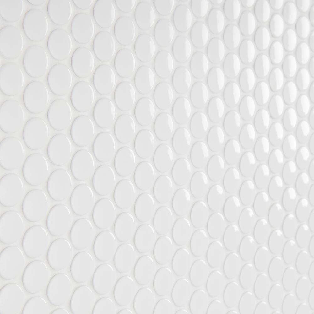 Daltile Finesse Glossy White 12 in. x 13 in. x 6.35 mm Porcelain Penny Round Mosaic Wall Tile (1.06 sq. ft. per piece)