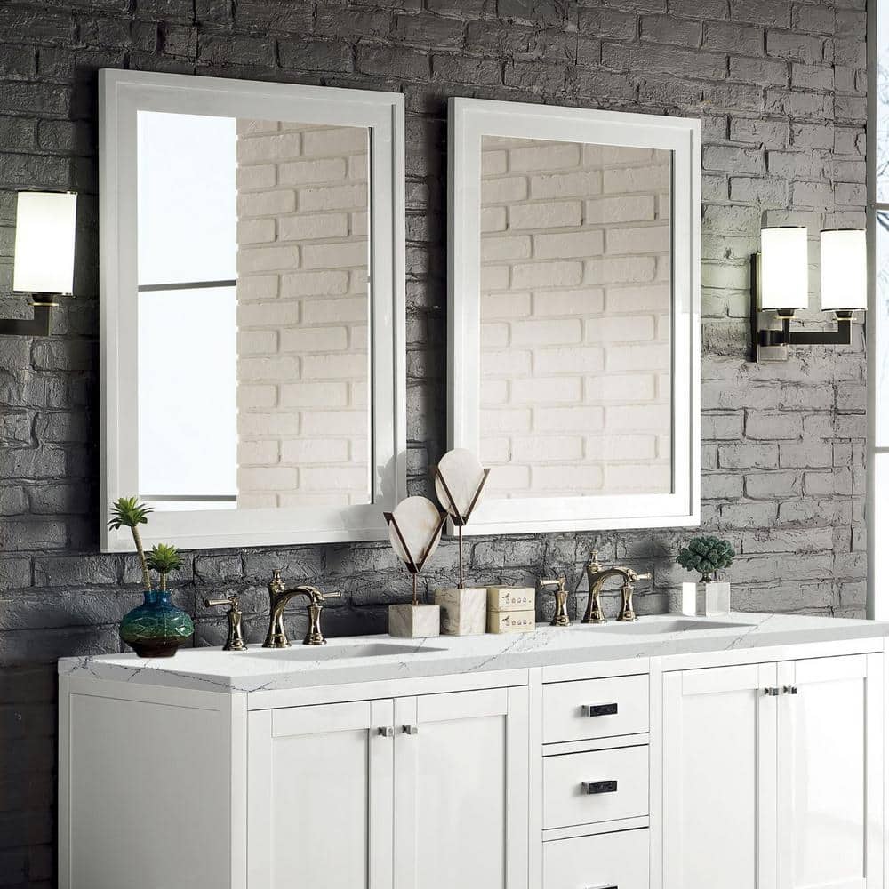 James Martin Vanities Addison 36" x 39" Glossy White Bathroom Vanity Mirror