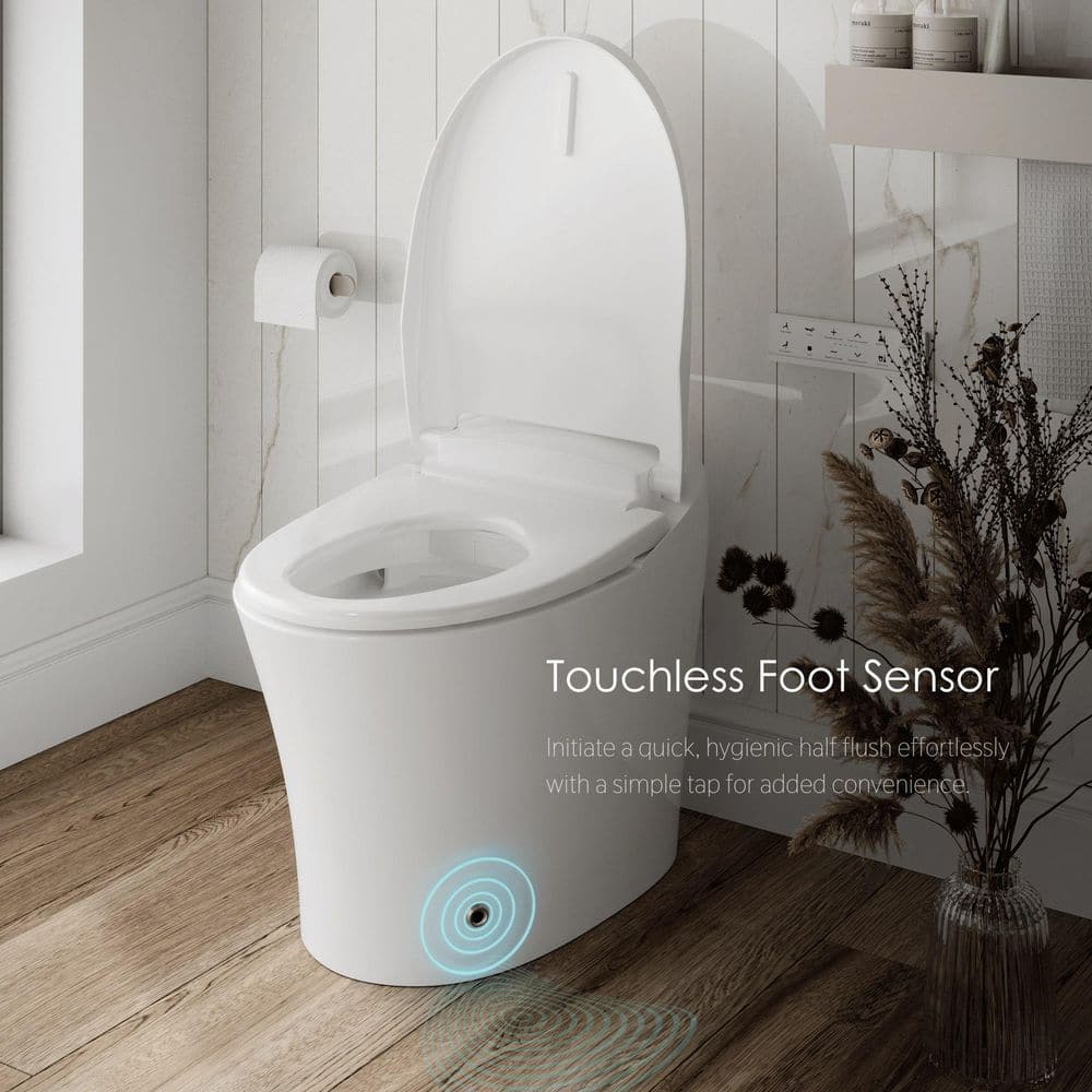 Streamline Tankless Elongated Smart Bidet Toilet in White with UV Sterilizer & Heated Seat
