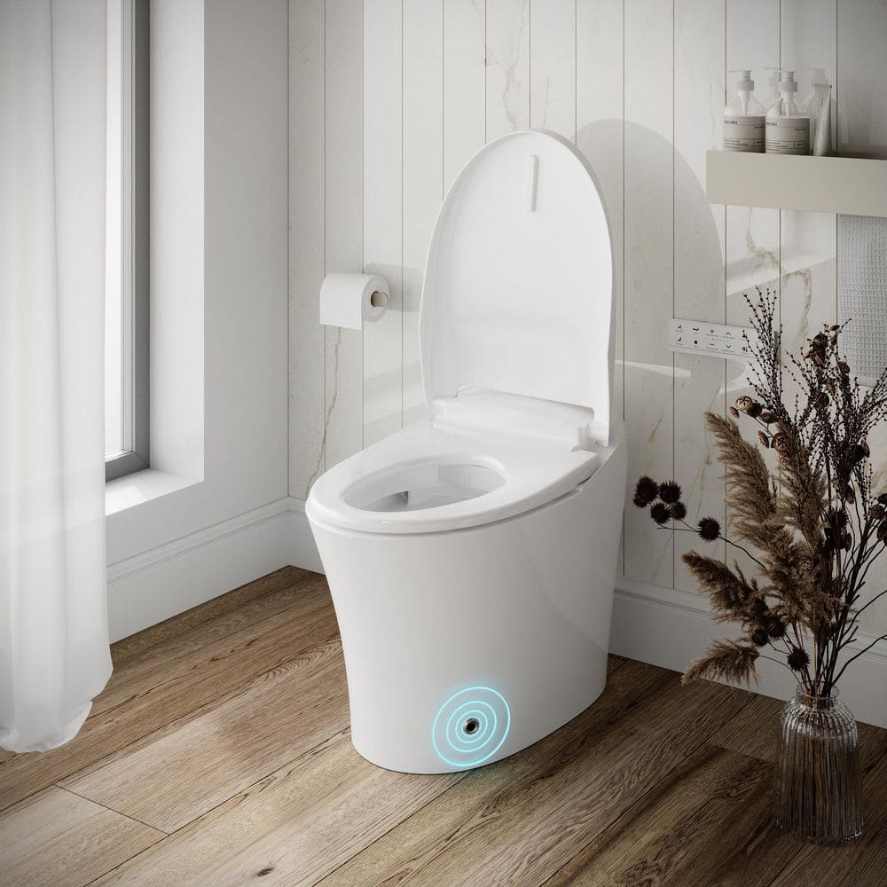 Streamline Tankless Elongated Smart Bidet Toilet in White with UV Sterilizer & Heated Seat