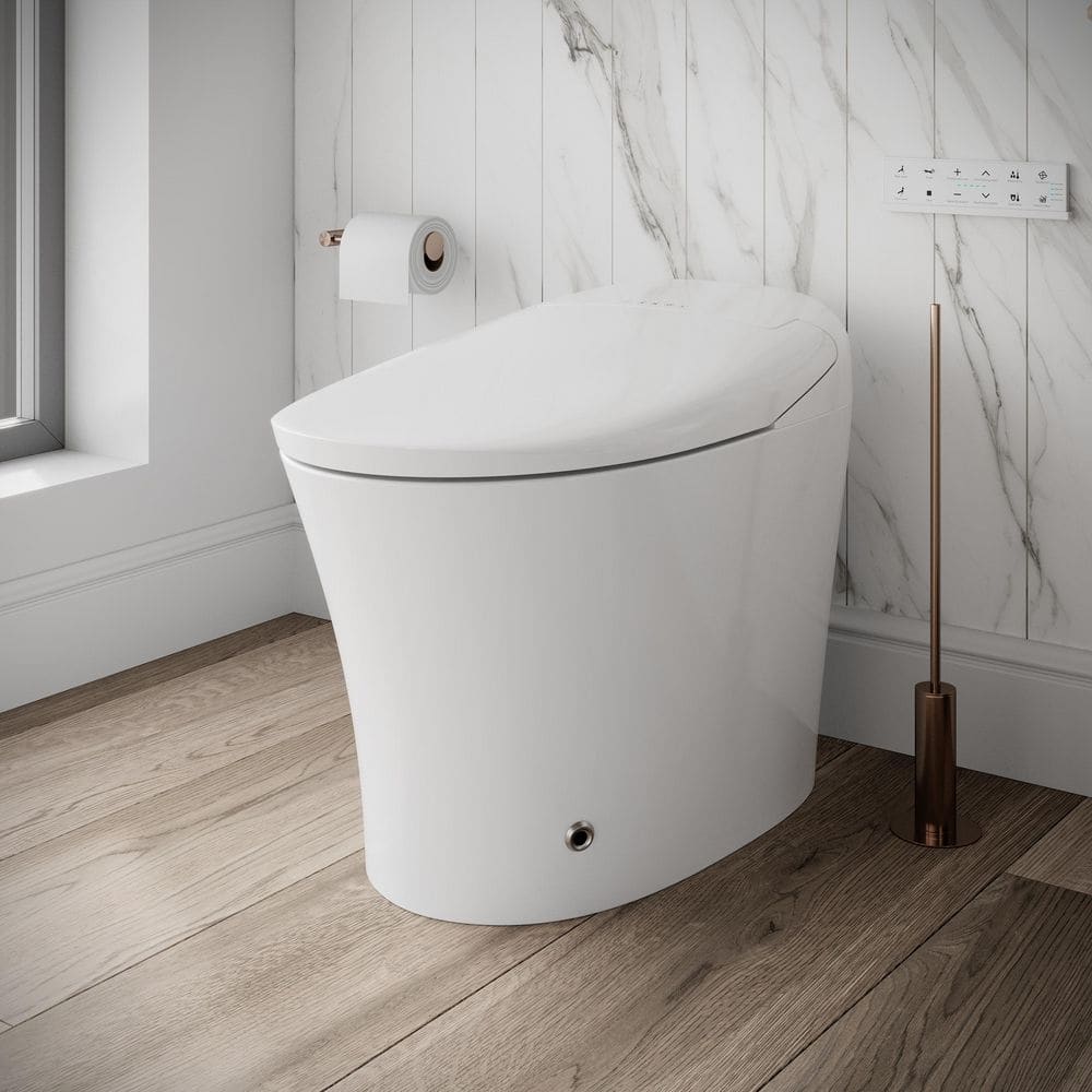 Streamline Tankless Elongated Smart Bidet Toilet in White with UV Sterilizer & Heated Seat